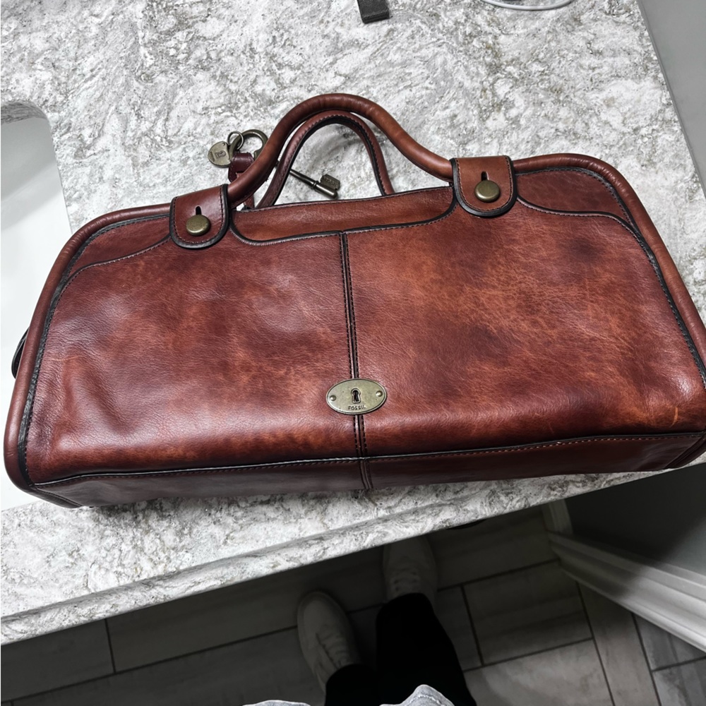 Fossil brown all genuine leather handbag NWOT
